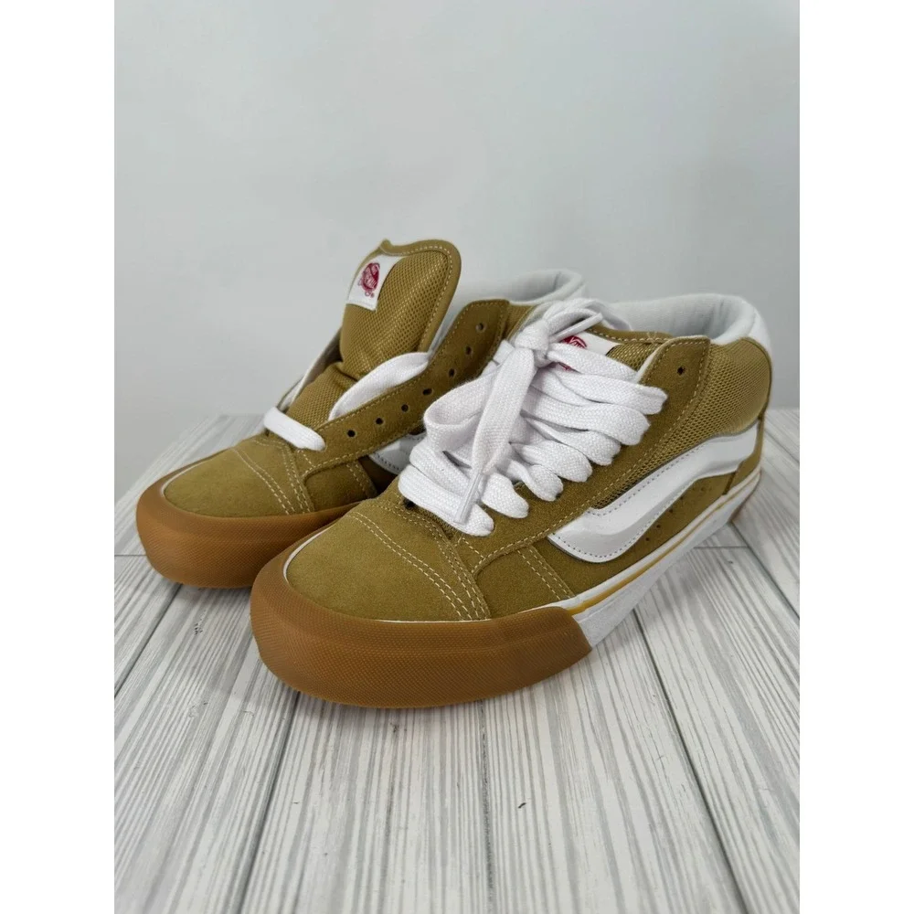 Vans Knu Skool Mega Gum Bronze White Suede Puffy Skate Shoes Mens 10 Womens 11.5